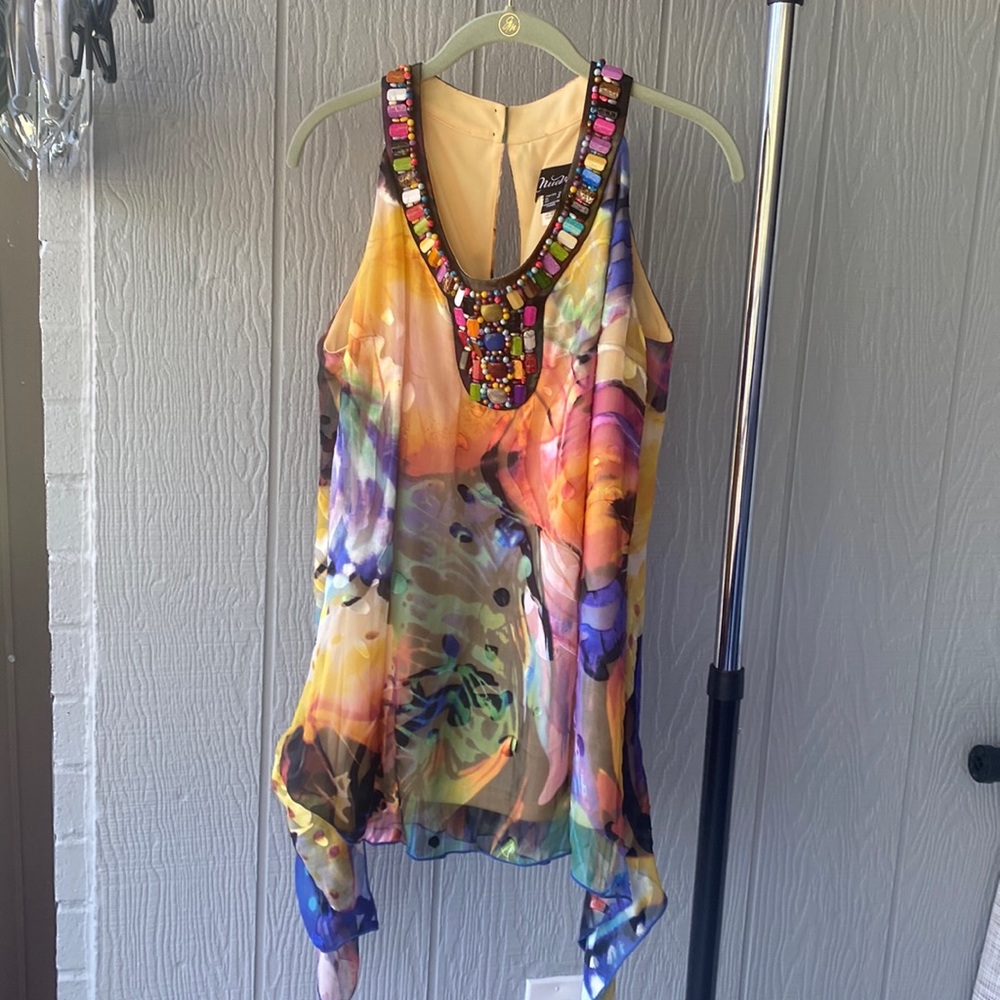 Flowy Blouse with beautiful beaded neckline